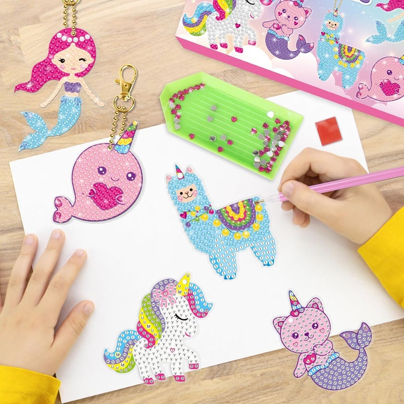 BANBBUR Arts and Crafts for Kids Ages 8-12,5PCS Double Sided Diamond Art Keychains,5D Gem Art for Kids Ages 4-8 Girls Birthday Gifts, BAKY5 - Image 2